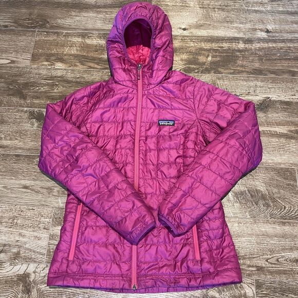 Patagonia Jackets & Blazers - Patagonia Nano Puff Jacket Womens Small Magenta Hoody Thermal Hooded Puffer Coat